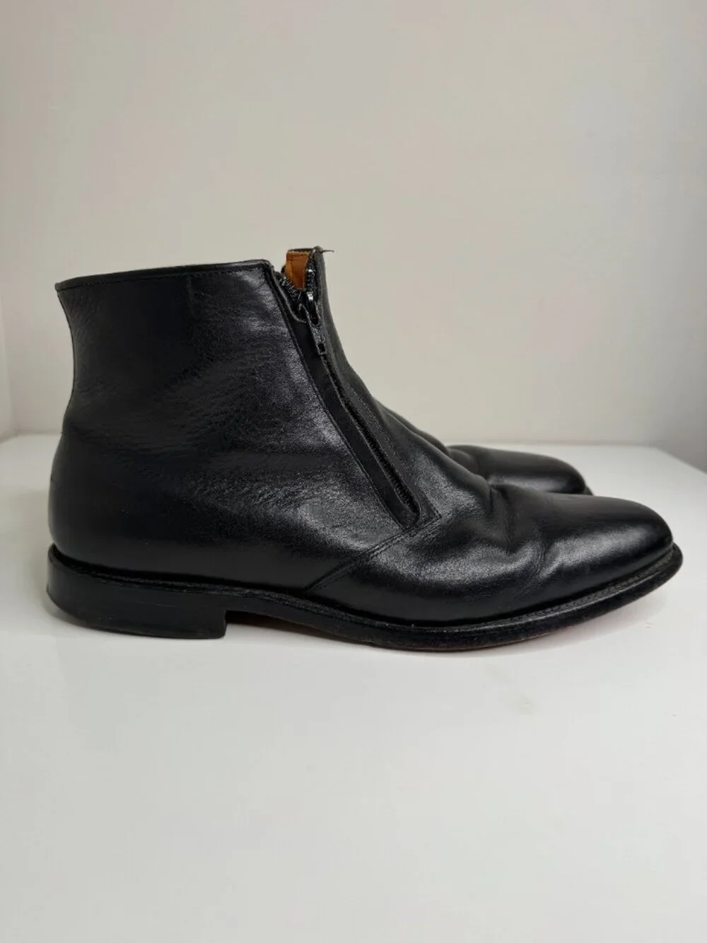 Allen Edmonds Kingston Vintage Boots Mens 11 High Top Black Leather Double Zippe